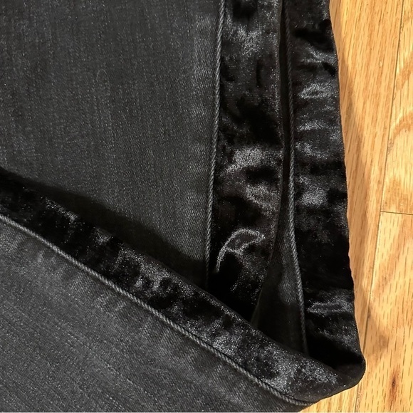 Good American jeans Good Legs Velvet Tuxedo Stripe stretch black size 6/28 - Picture 2 of 7
